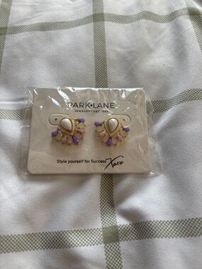 Park Lane Gold-Tone Teardrop Earrings with Purple and Blush Accents